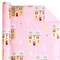 Reversible Christmas Wrapping Paper - Mini Roll - 17 Inch x 33 Feet - Pink House and Solid Pink Wrapping Paper with Metallic Foil Shine for Chrsitmas, Holiday, Party